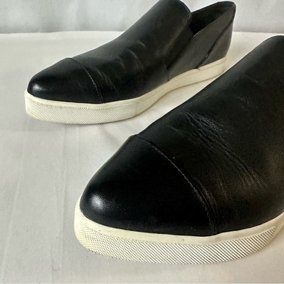 Vince Paeyre Black Leather Cap Toe Slip On Pointed Toe Sneakers - Picture 4 of 10